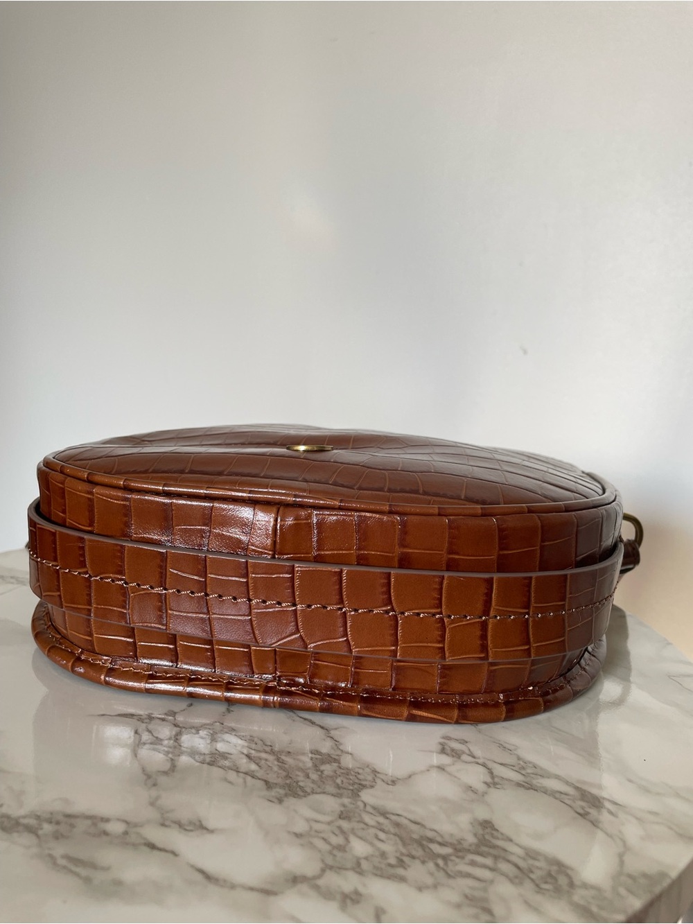 J.Crew Classic Large Saddle Bag in Croc-Embossed Leather – Brown / Hazelnut - Picture 5 of 15